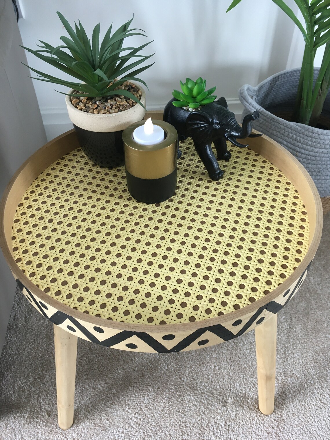 Boho Rattan Cane Side Table / Coffee Table / Bedside Table Etsy
