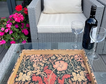 Handmade Bamboo Tray William Morris Compton  Coffee Table Tray, Kitchen Tidy, Bathroom Tidy, Serving Tray, Ottoman /Footstool Tray