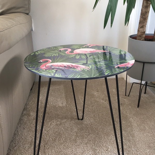 Quirky Flamingo side table / coffee table / occasional table. Contemporary Quirky Unique Modern living Artisan Handmade