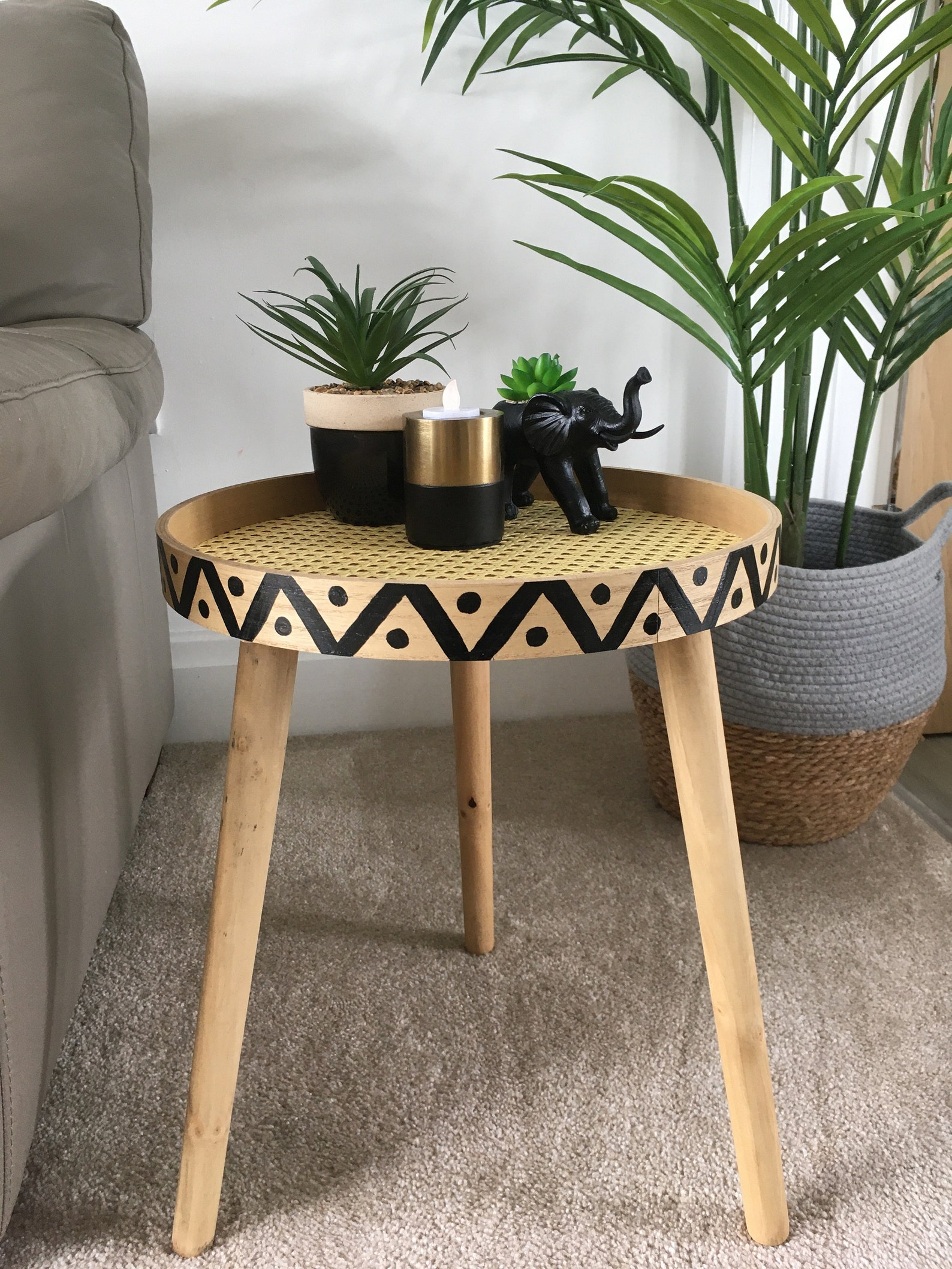 Boho Rattan Cane Side Table / Coffee Table / Bedside Table Etsy