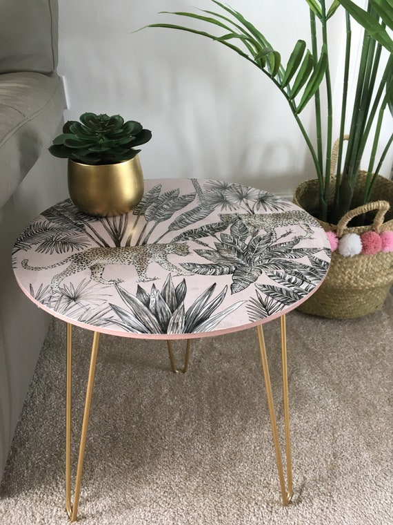 Bohemian Style Blush Coffee Table /side Table / Bedside Table Leopard and  Pampas Grass Print Design. Contemporary. Quirky. Artisan. Modern - Etsy UK