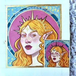 Cute Sun Elf Sticker- Laptop Decal, Water Bottle Decal, Laptop Stickers, Fantasy Stickers, Original Art, Art Nouveau, Gift Ideas
