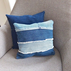 Upcycled denim pillow cover