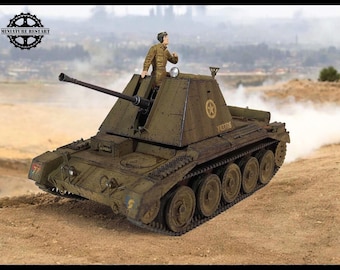 1/35 Crusader with Bofors Scale Model Built and Painted Gebaut Diorama World War II , Weathered , Hand Made,  Tank ,