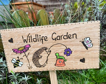 Wildlife Garden Sign Solid Wood Cute