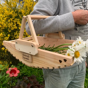 Wooden Garden Trug With Fold Down Handle - Can be Personalised