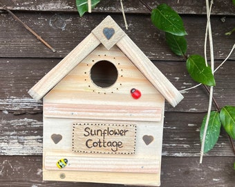 Cute Personalised Birdhouse  Nest Box for Small Garden Birds