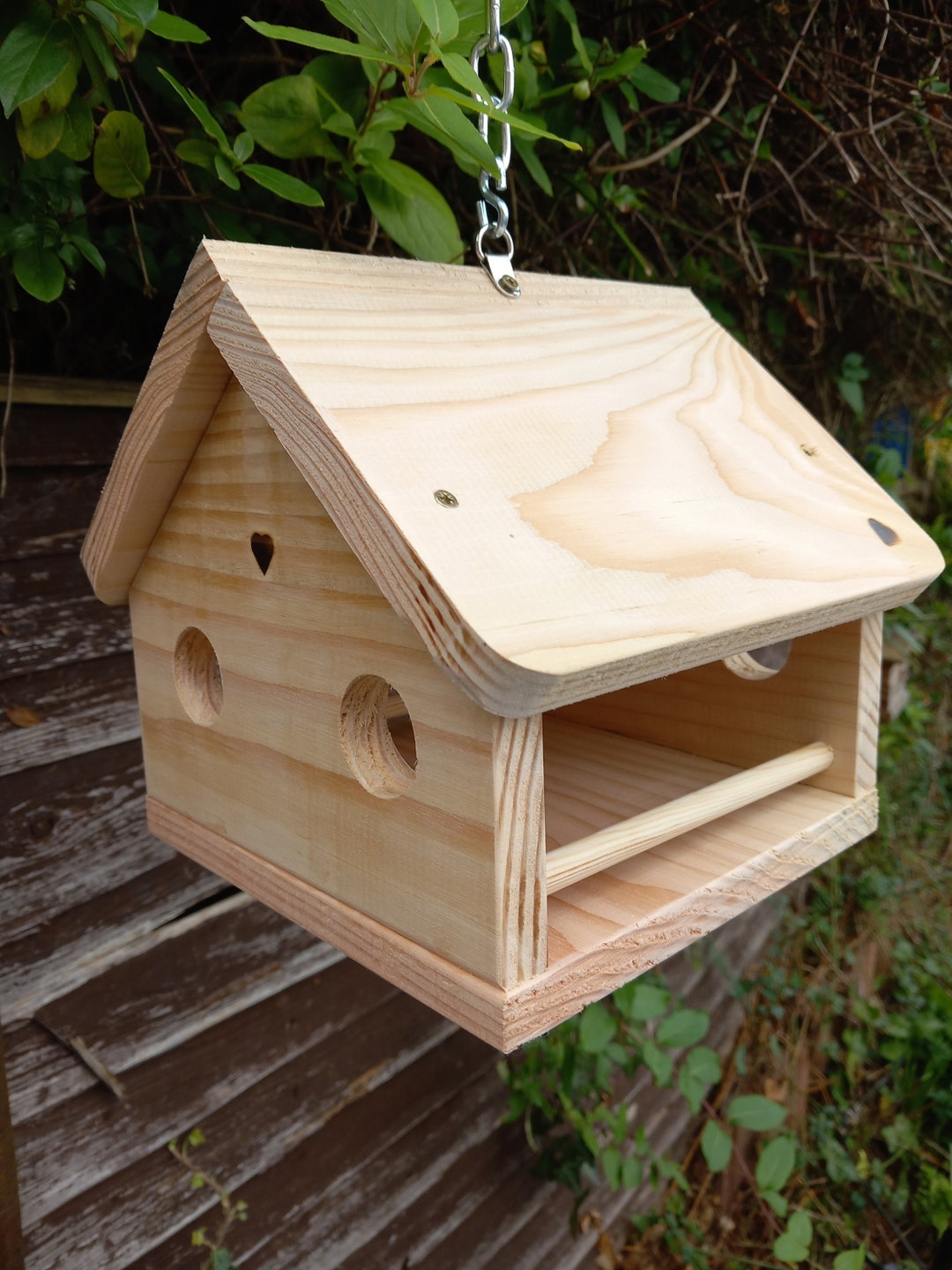 Hanging Bird Table Designed for Small Garden Birds Solid Wood - Etsy
