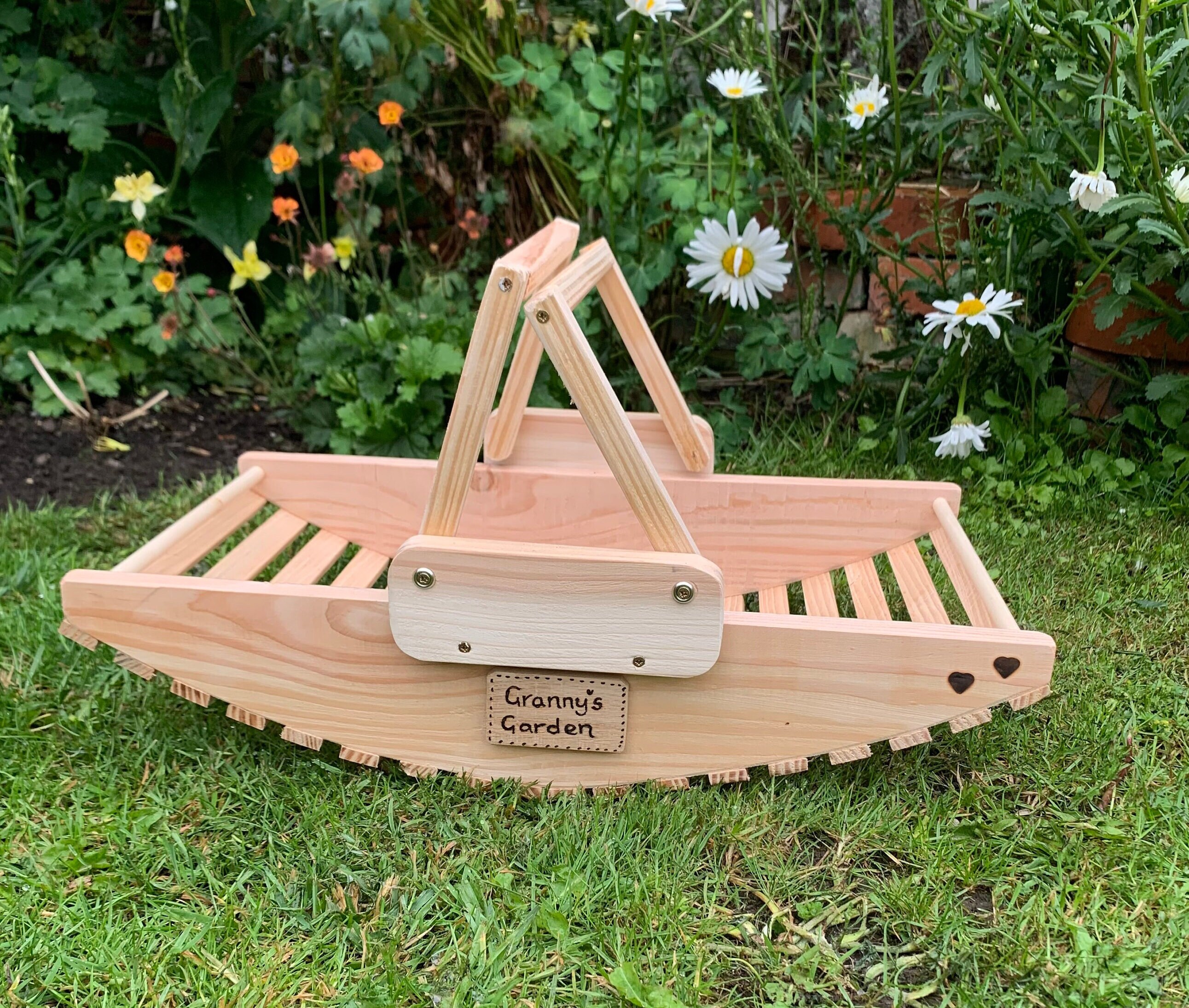 Wooden Garden Trug With Fold Down Handle Can Be Personalised Etsy UK