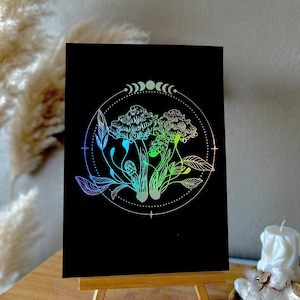 Mushrooms Print - Psychedelic Mushroom Print | Gold Foil | Wall Art | Trippy Home Decor | Gift | Witch Hands | Magic Mushroom Print | Groovy
