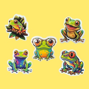 Autocollants psychédéliques en vinyle | Pack d'autocollants grenouille | Stickers grenouille | Sticker grenouille trippy pour bouteille d'eau, voiture, agenda, ordinateur portable | Cadeau grenouille