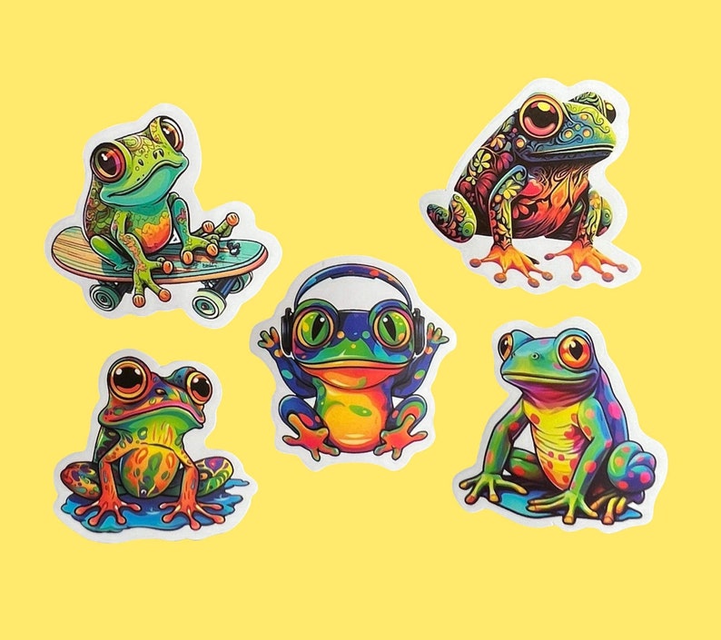 Psychedelic Frog Vinyl Stickers | Frog Sticker Pack | Frog Decals ...