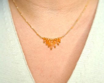 Dezente, vergoldete Sonnenstein-Halskette