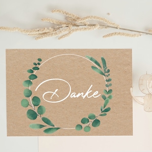 Karte „Danke“ Eukalyptus Danksagung Konfirmation Kommunion Hochzeit Postkarte