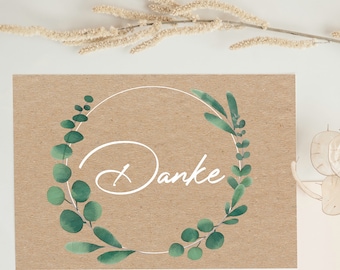 Karte „Danke“ Eukalyptus Danksagung Konfirmation Kommunion Hochzeit Postkarte