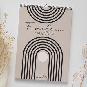 Family calendar beige 2024 rainbow Skandi DIN A4