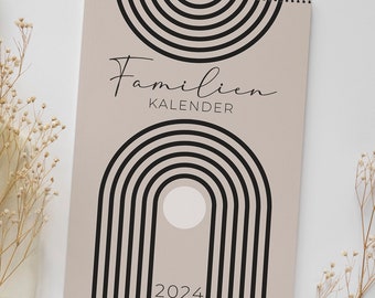 Familienkalender beige 2024 Regenbogen Skandi DIN A4