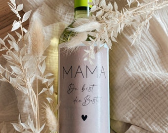 B-WARE Aufkleber Weinflasche „Mama du bist die Beste“ Muttertag