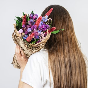 Mia | Dried flower bouquet | Dried flower arrangement | Home decor | Mixed bouquet | Purple flowers | Ivy |  Birthday gift | Gifts | Bridal