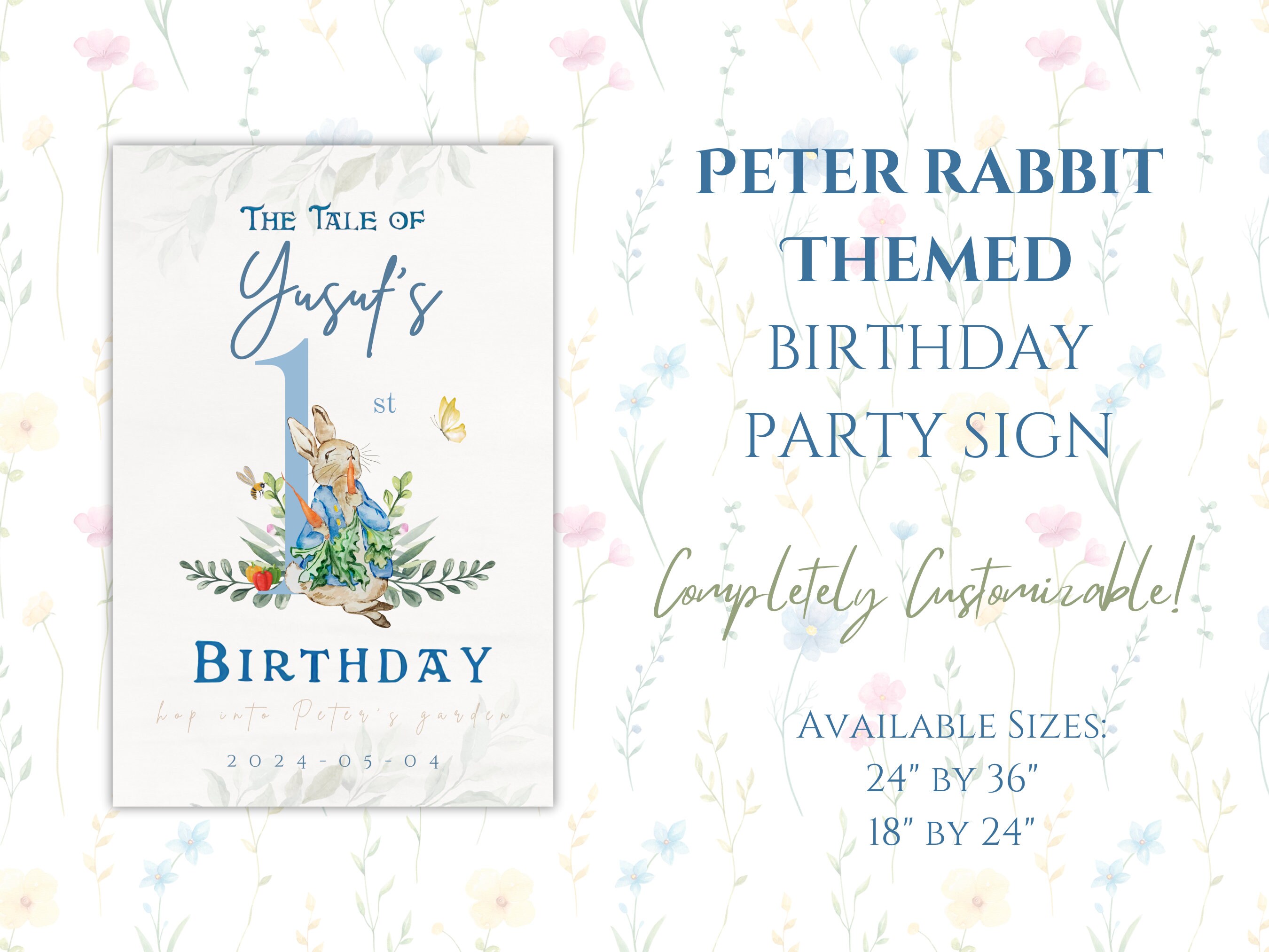 Child Birthday Party Sign, Peter Rabbit Theme, Welcome to Poster ...