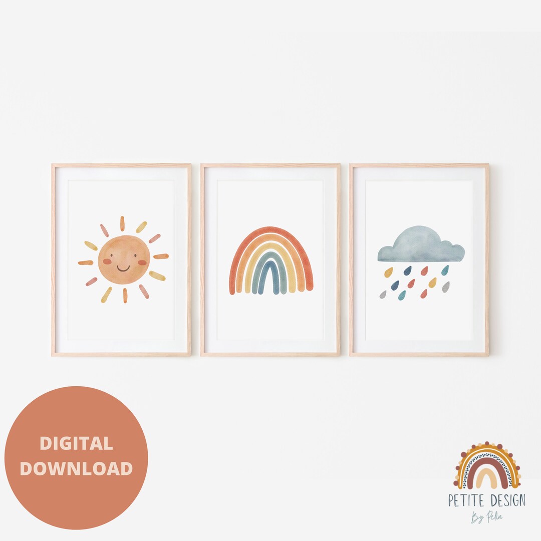 Buy Cloud Sun Rainbow Boho Nursery Printable Wall Art Nursery Decor ...