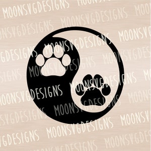 Yin Yang paws SVG, Dog mama SVG, cat mama SVG, iron on file, Cut file for personal and commercial use.