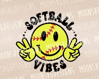 Softball vibes SVG, Retro softball  SVG, Sport SVG, Softball cheer svg, iron on file, Cut file for personal and commercial use.