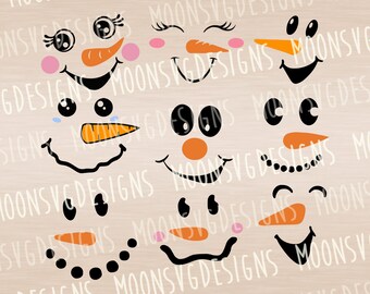 Snowmen faces bundle SVG, Christmas SVG, Snowman svg, iron on SVG, cut files for personal and commercial