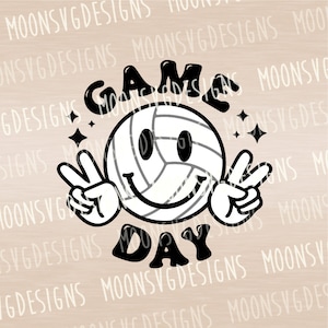 Día del juego de voleibol SVG, Sonrisa de voleibol retro SVG, Sport SVG, alegría de voleibol, hierro en archivo, Archivo cortado para uso personal y comercial.