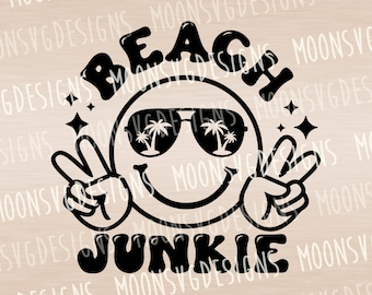 Beach junkie svg, Summer Break svg, Iron on svg, Cut file for personal and commercial use.