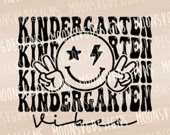 Kindergarten vibes SVG, Back to school SVG, Kindergartener SVG, Iron on file, Cut file for personal and commercial use.