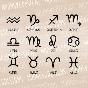 Segni zodiacali SVG, Oroscopo SVG, Compleanno SVG, Ferro su file, Taglia file per uso personale e commerciale.