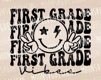 Vibes de primer grado SVG, Regreso a la escuela SVG, SVG de 1er grado, Hierro en archivo, Archivo de corte para uso personal y comercial.