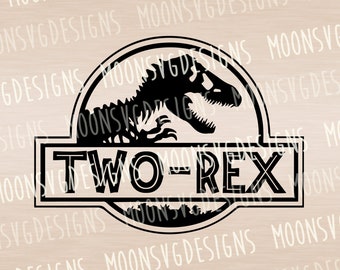 Zwei Rex SVG, Dinosaurier SVG, 2. Geburtstag svg, Geburtstag Junge svg, Aufbügeln svg, geschnitten Datei für persönlichen und kommerziellen Gebrauch.