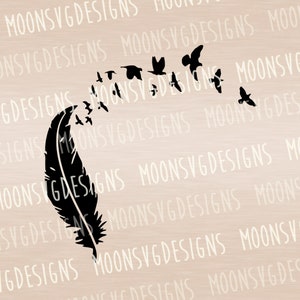 Feather flying birds SVG, Memorial SVG, iron on file, Cut file for personal and commercial use