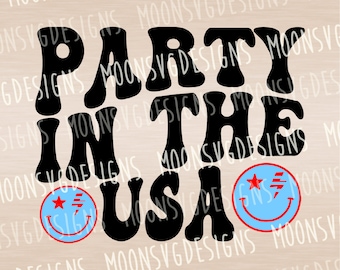 Party in the USA SVG, 4th of july SVG, Patriotic svg, iron on file, Cut file for personal and commercial use.