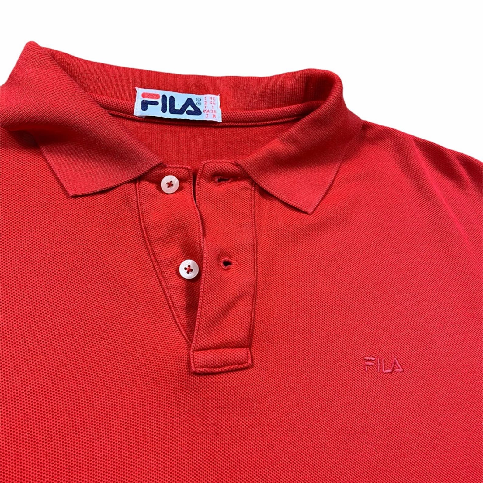 Fila Red Long Sleeve Polo Shirt | Etsy