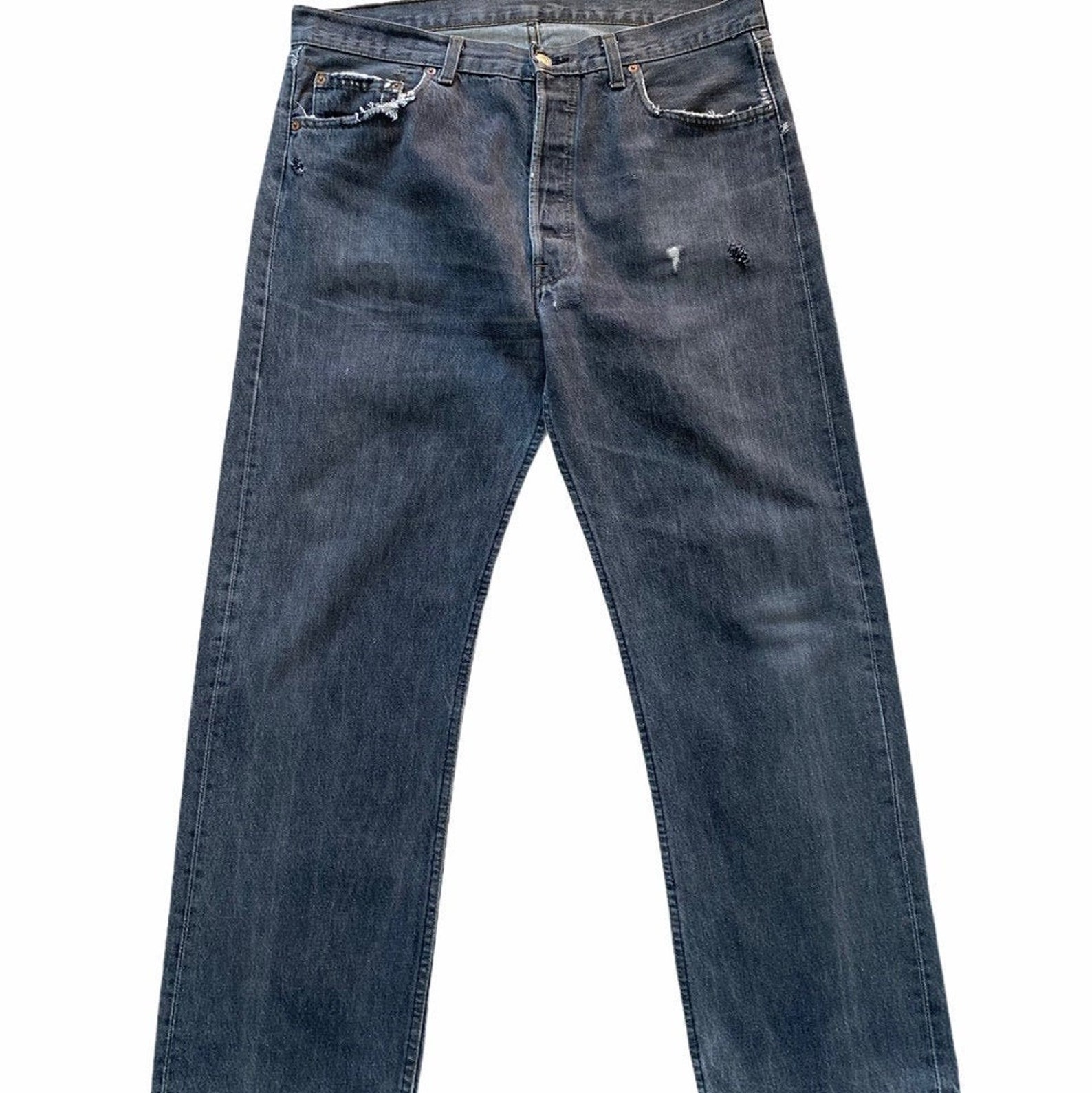 Vintage Grey Levis 501 Distressed Denim Jeans - Etsy UK