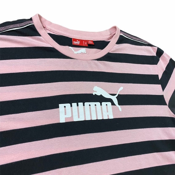 Puma Pink and Black Striped T Shirt - Etsy Sweden