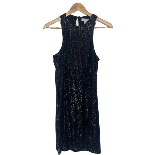 Vintage Women Stylish Topshop Black Sequin Dress Size 10