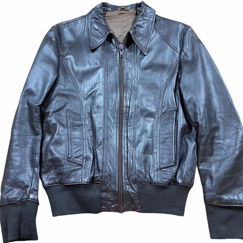 Vintage Brown Leather Bomber Jacket | Etsy