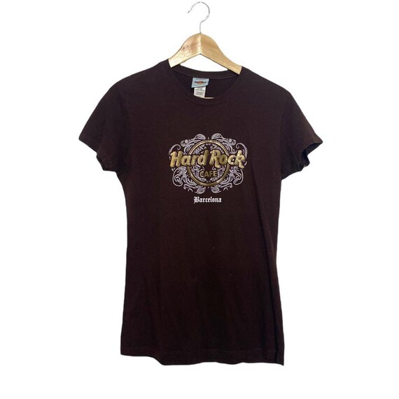 ganar dígito Hora Vintage Hard Rock Brown Barcelona Mujer Camiseta manga corta - Etsy España