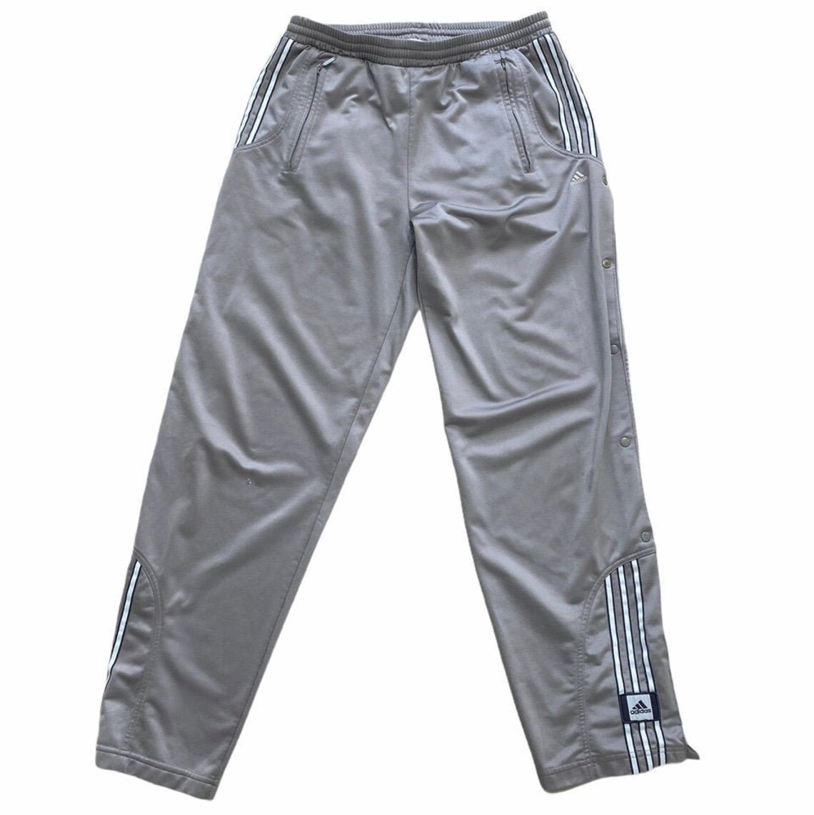 Vintage Grey Adidas Popper Trousers Tracksuit Bottoms Joggers Etsy