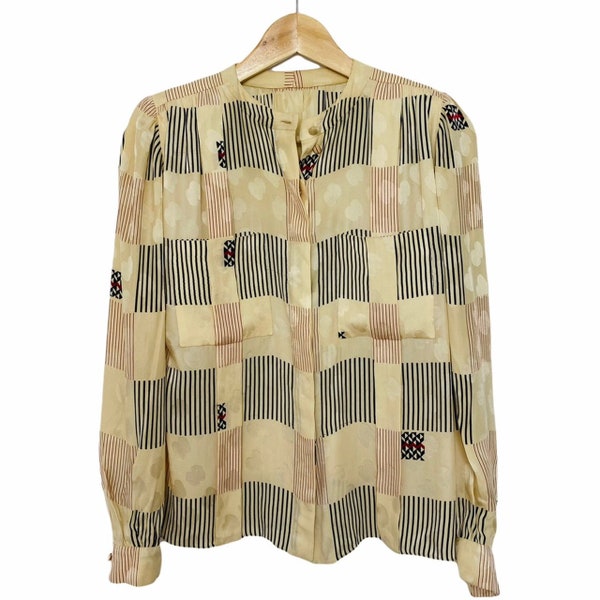 Vintage Retro Shirt Blouse with Shoulder Pads