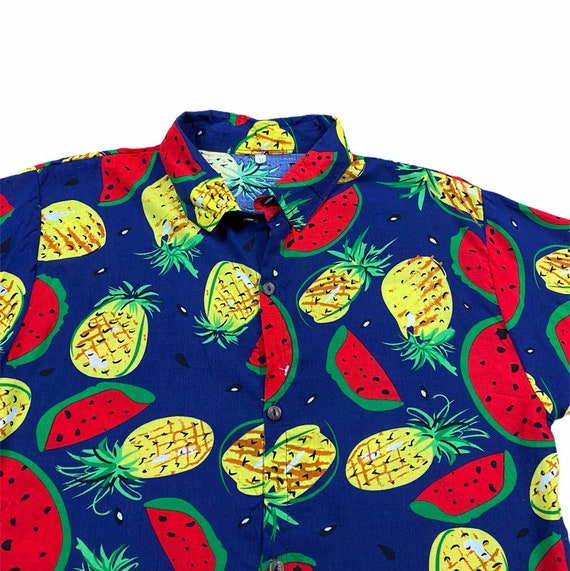 Vintage Crazy Print Pattern Watermelon and Pineap… - image 3