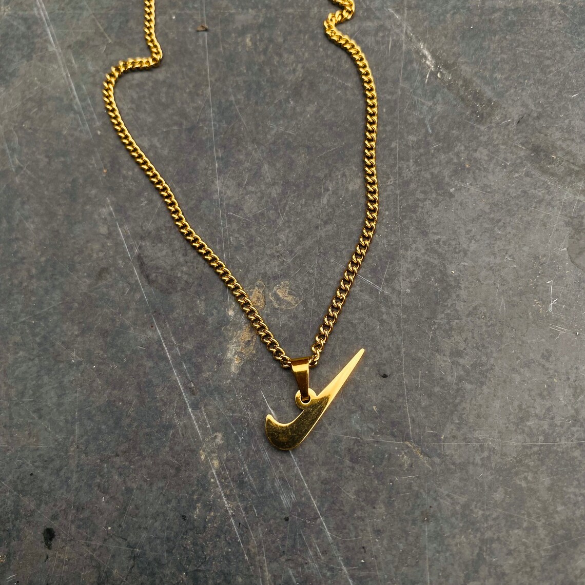 Gold Nike Necklace Swoosh Logo Necklace Chain Pendant Etsy