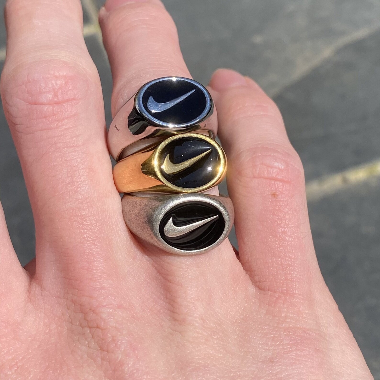 Vintage Silver Nike Swoosh Ring Birthday Anniversary Etsy