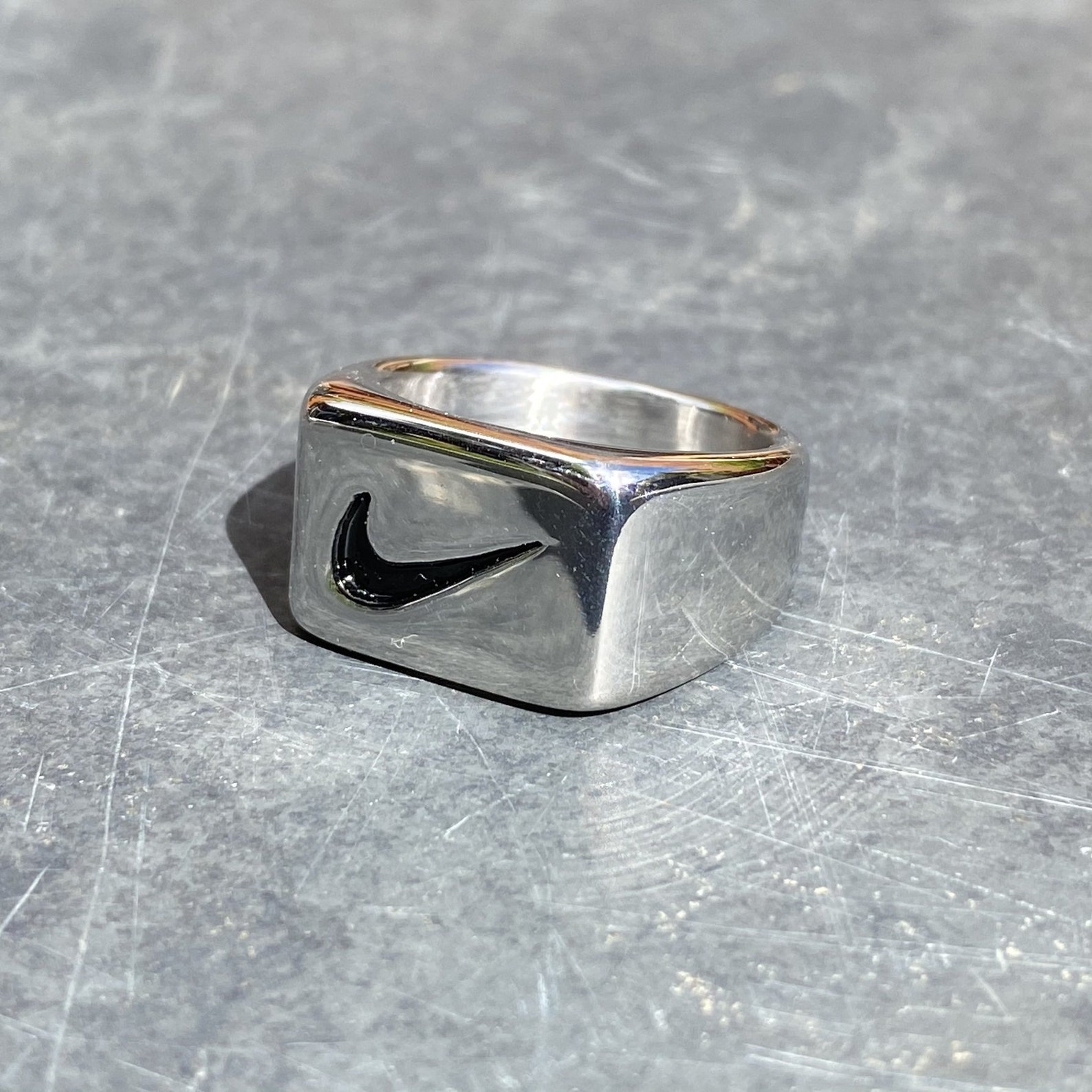 Silver Nike Swoosh Chunky Ring Birthday Anniversary Gift for | Etsy