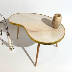 Kidney table 50s side table coffee table stool flower bench table stool flowerpot flowers flower table in retro style shabby 60s