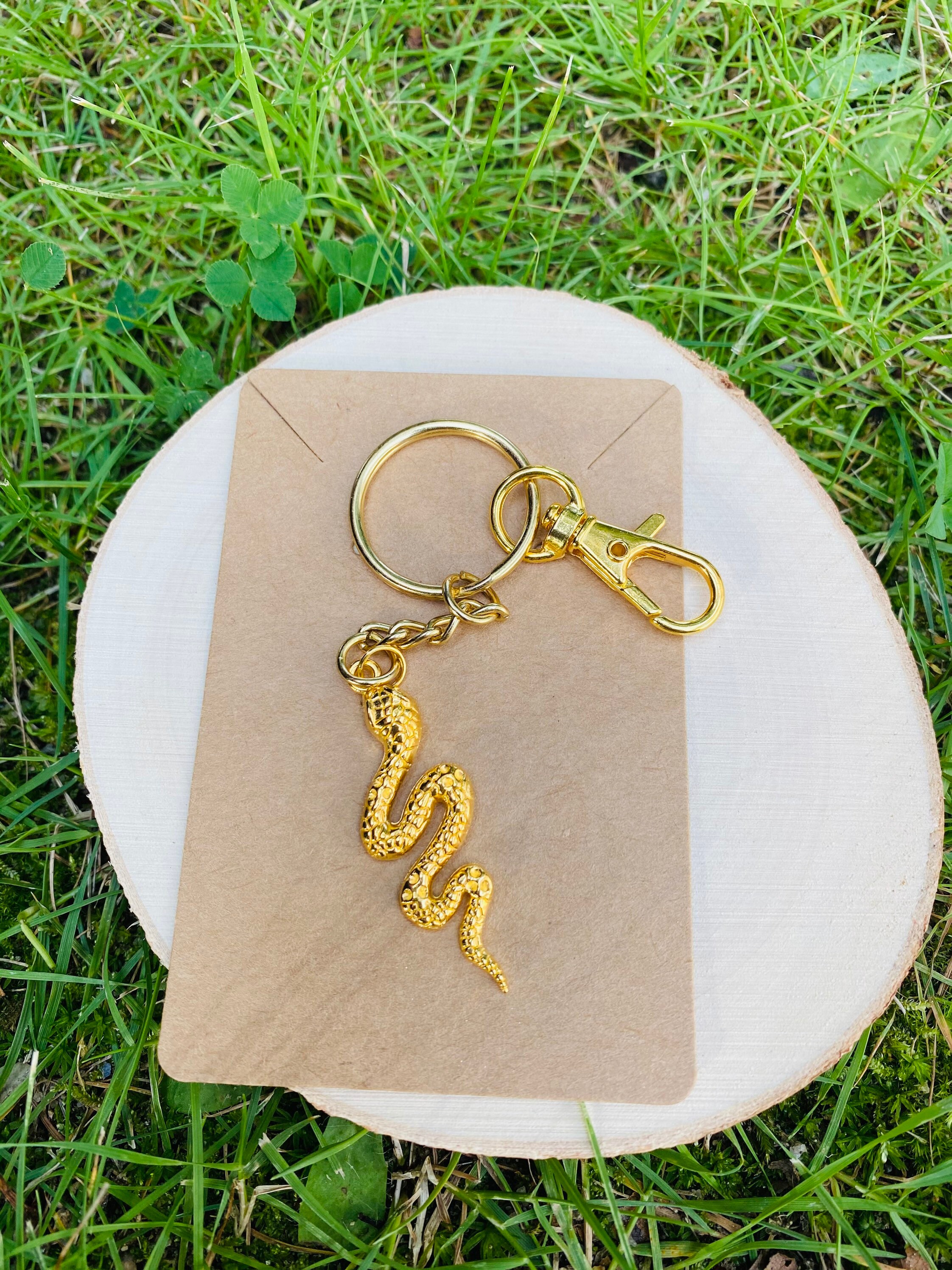 Gold Snake Keychain Halloween Keychain Etsy